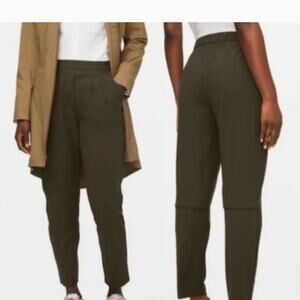 Lululemon Essential High Rise Trouser Pleated Pants In Olive Green Sz 10